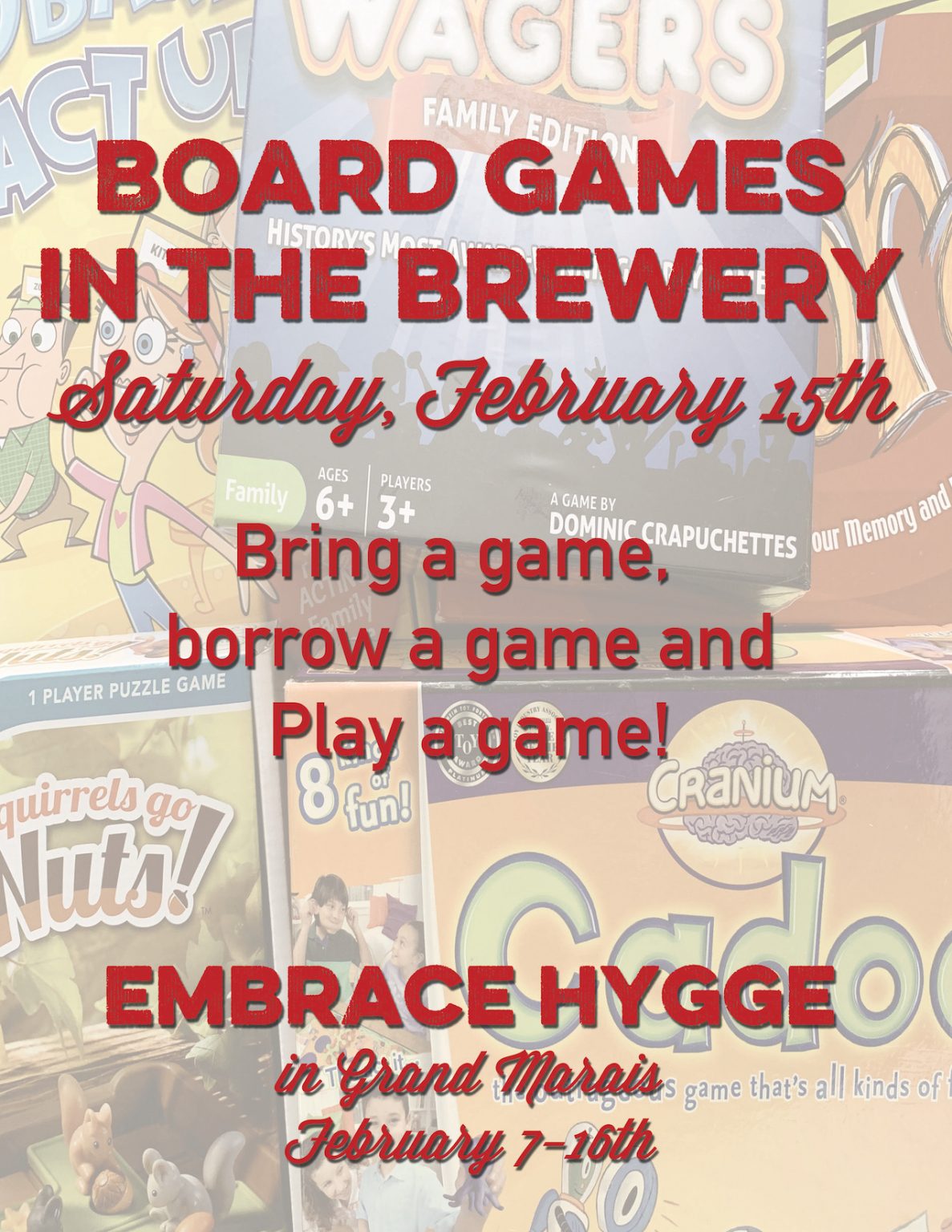 Board games in the brewery Voyageur Brewing CompanyVoyageur Brewing