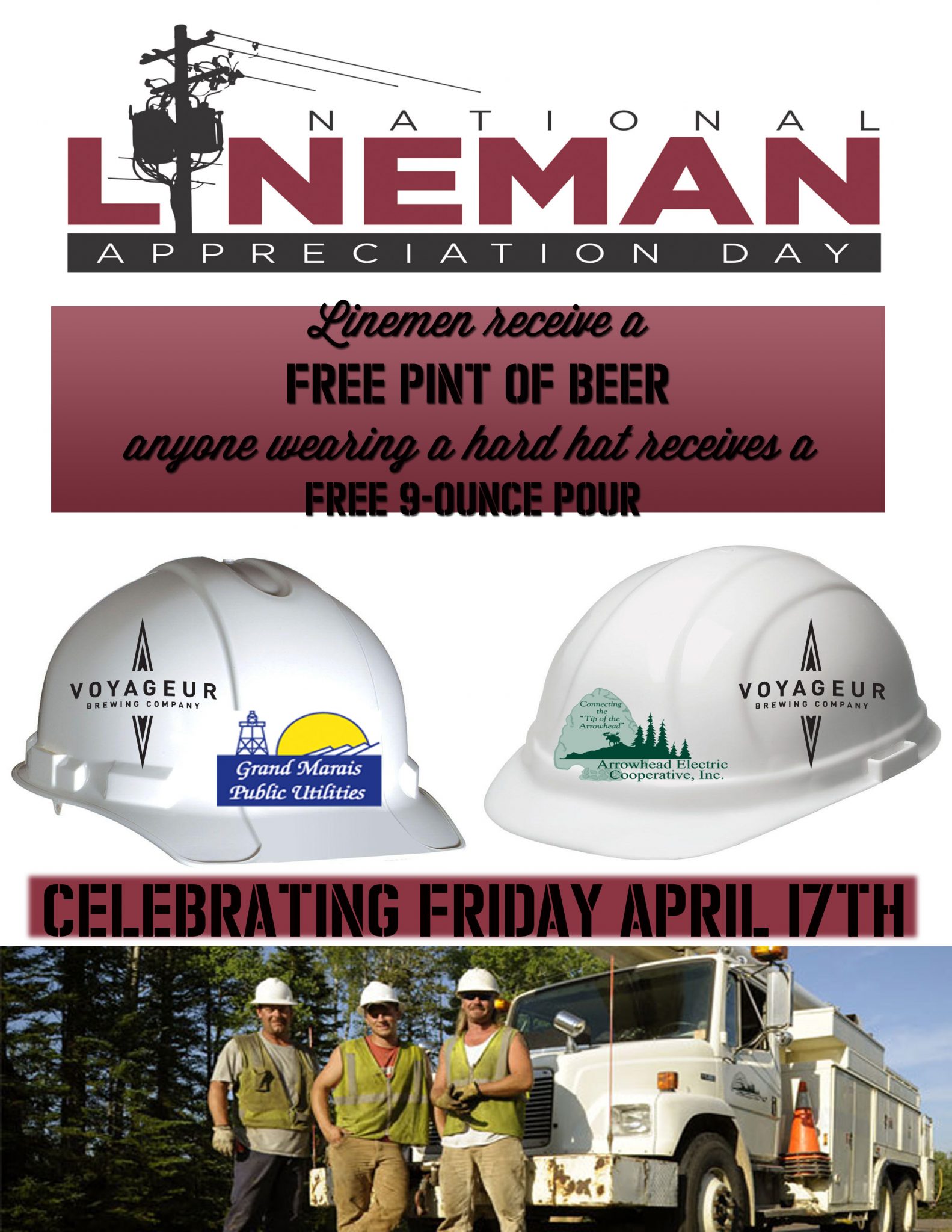Lineman Appreciation Day at Voyageur Voyageur Brewing Company